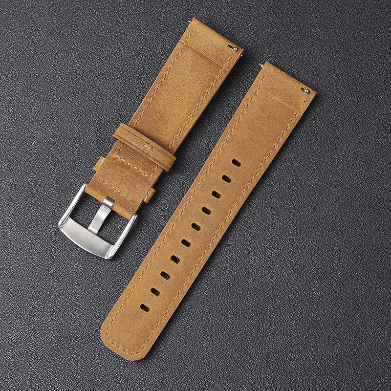 New Pattern Quick Release 20mm 22mm Vintage Leather Watch Band Soft Smart Watch Strap