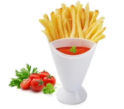 Food Grade 2 in 1 Cone Plastic Salad Finger Foods French Fries Dipping Cup dessert cups