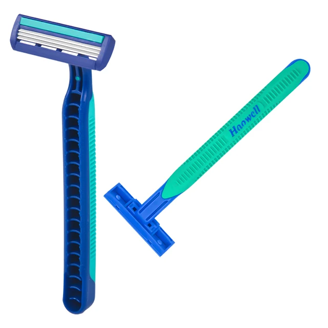 B310GL  Haowell  Cheap Triple Three 3 Blade Disposable razor Mens Shaving 24pcs Hanging Card