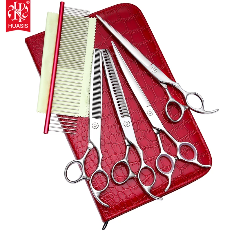 AR-D14 Japan 440c 7inch and 7.5inch Pet Grooming Kit Professional Pet Straight Scissors Curved Shear Thinner and Chunker