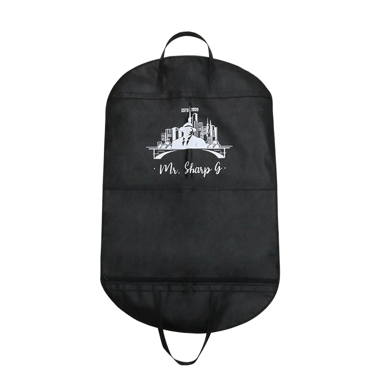 Logo Brand Luxury Dress Cloth Dust Cover Suit Storage Button Zipper Garment Bags With Handles