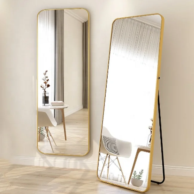 Hot Sale Factory Hanging Mirror Large Rectangle Oversized  Dressing Full Length Floor Stand Arch Wall Mirror On Floor