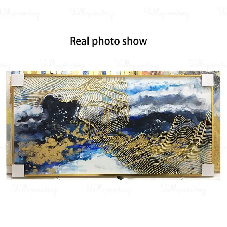 Decorative Painting Dafen Handmade Wall Decoration Abstract Gold Foil Leaf Canvas Art Oil Painting framed paintings