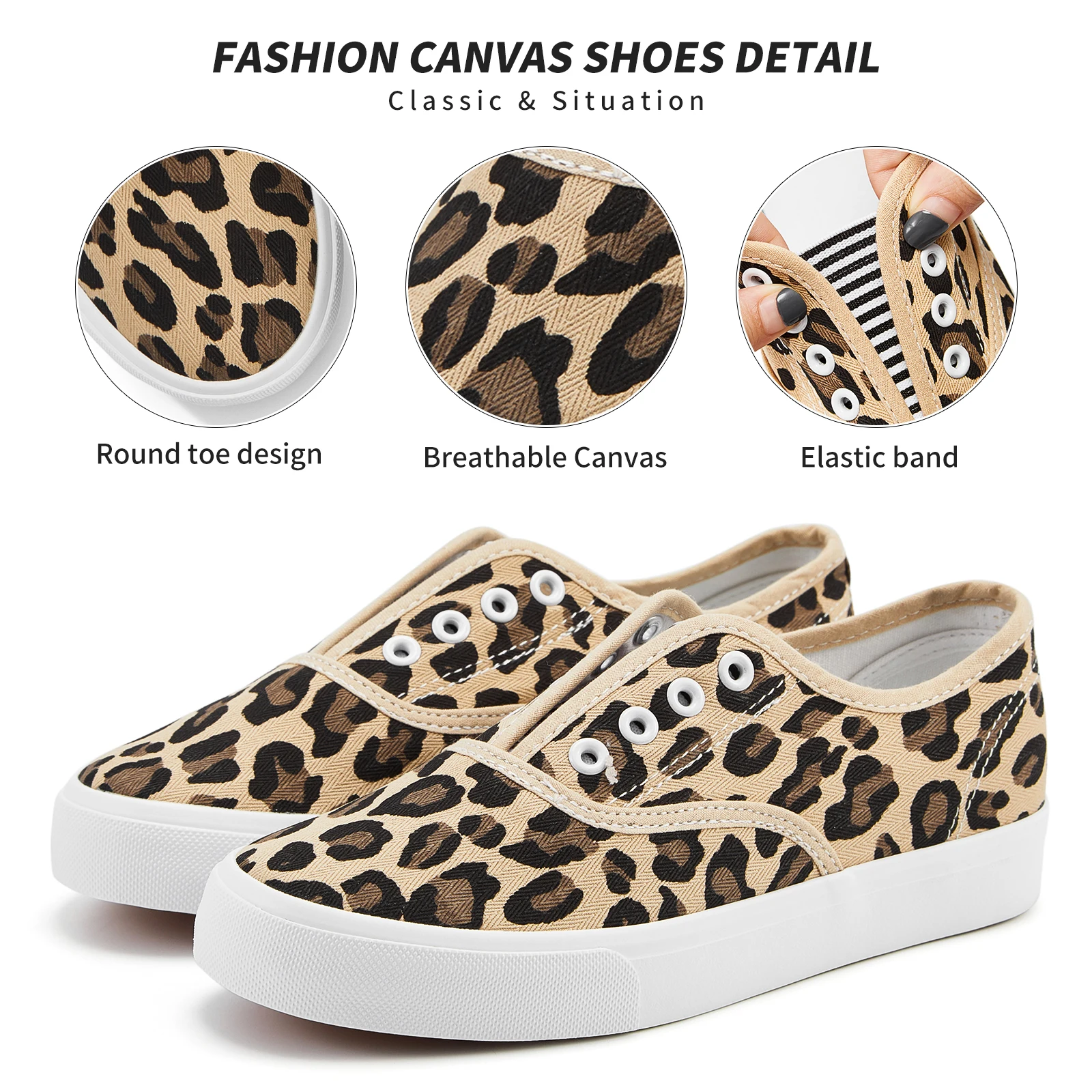 Hot Sale Plaid No Shoelaces Slip on Canvas Shoes Classic Round Toe Elastic Band Canvas Sneakers Shoes