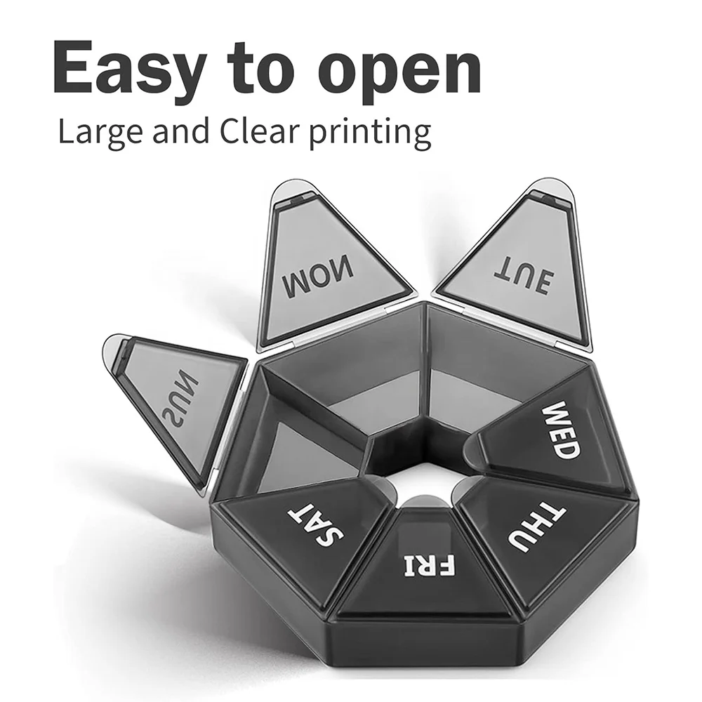 Moisture Proof Pill Box Weekly Small Plastic Pill Organizer for Pills/Vitamin/Fish Oils/Medication