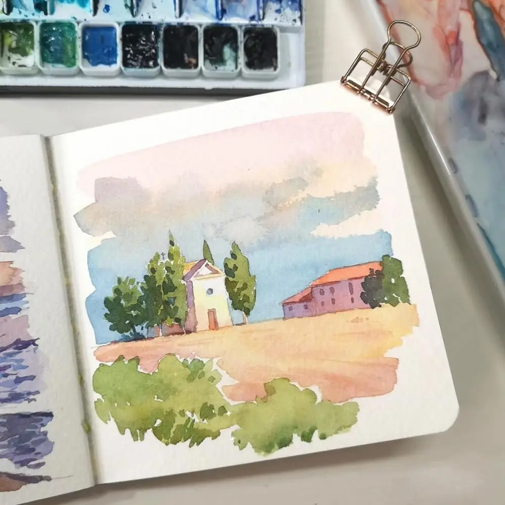 Artist Paper Pad 3.9X3.9 inch 300GSM Portable Square Drawing Notebook 60pgs mini Watercolor Sketchbook