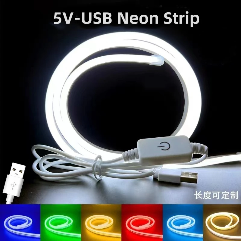 5V USB Neon led lights flexible soft strip IP67 3000k 6000k silicone neon strip 1m 2m 3m rgb neon strip light