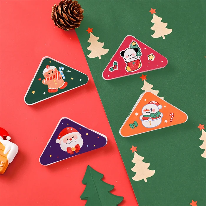 Wholesale Price 2025 new trending kawaii christmas gifts stationery custom Plastic material bookmark paper clip triangle shapes