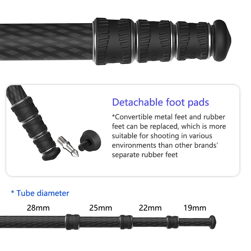 OBO 1.2kg Photography Portable Tactical Tripod Carbon Fiber Professional Camera Tripod with Quick Locking System