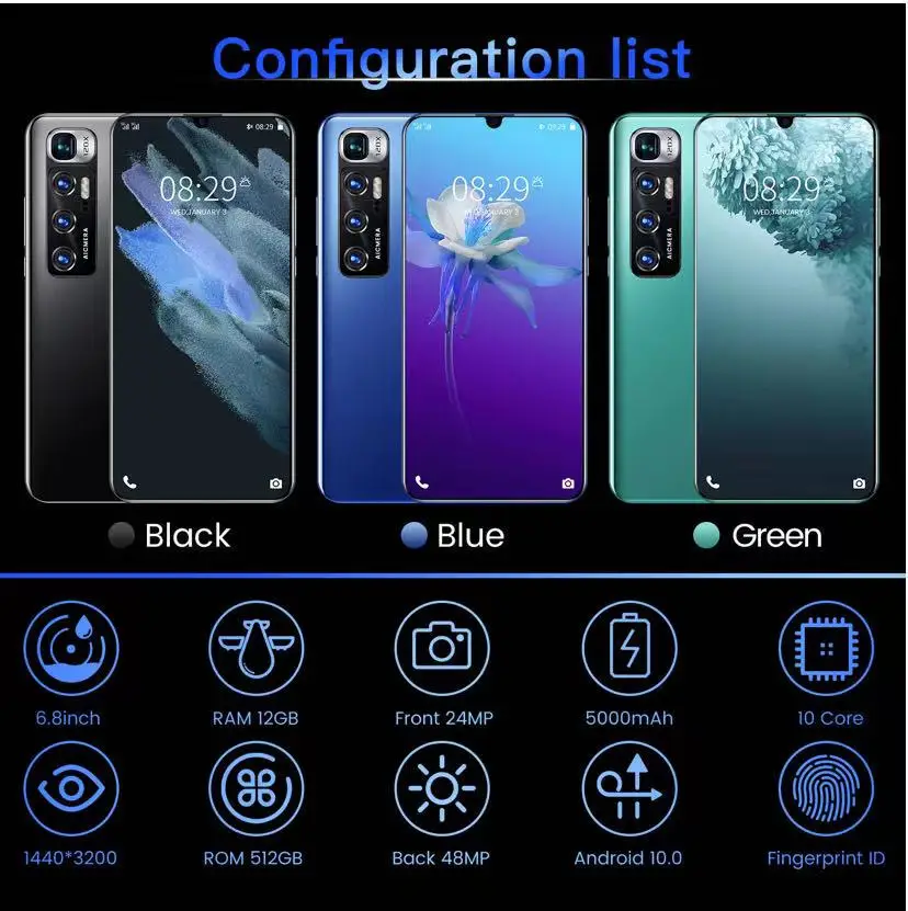 Новый Оригинальный разблокированный смартфон Mi M11 Pro 12 + 512 Гб с двумя Sim-картами разблокировка по лицу Android 10 03G.4G мобильный