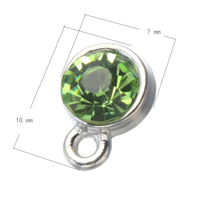 7mm Silver Birthstone Charms Pendants DIY Jewelry Necklace Bracelet Beads Pendant Crystal Birthstone Charms for Jewelry making