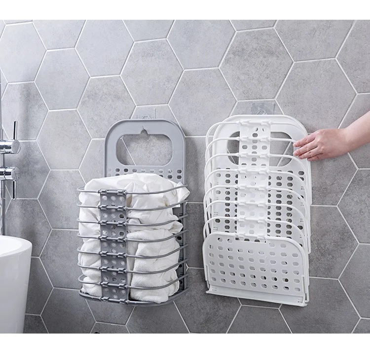 Cheap Plastic Folding Hanging Laundry Baskets, Multifunctional Container for Home, Bathroom, Children Toys
