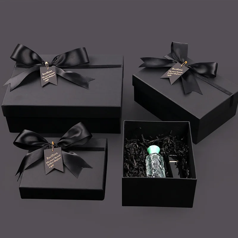 caja de joyeria custom black gift carton wholesale jewelry perfume box
