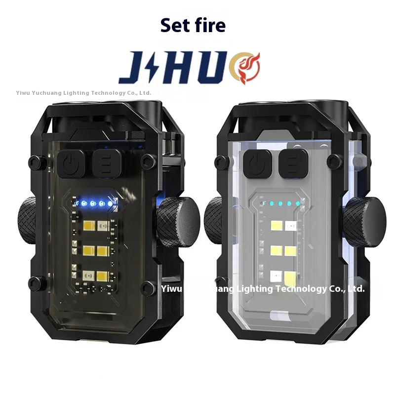Cross-Border Rechargeable LED Multifunctional Mini Keychain Work Light with Magnet Pen Clip & Top Playing Flashlight