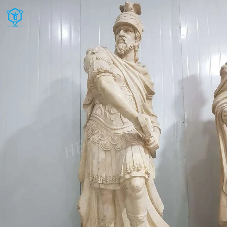 Life Size Classical Outdoor Garden Antique Marble Roman Soldier Statue