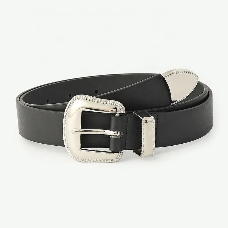 Silver Alloy Pin Buckle Belts for Women PU Leather Waist Belts Ladies Waistband for Jeans Dress