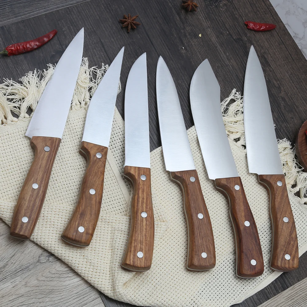 Xingye Sharp Full Tang Handmade Wooden Handle 5cr15 Stainless Steel Chef Knife Fruit Cleaver Kitchen Knives With Gift Boxes