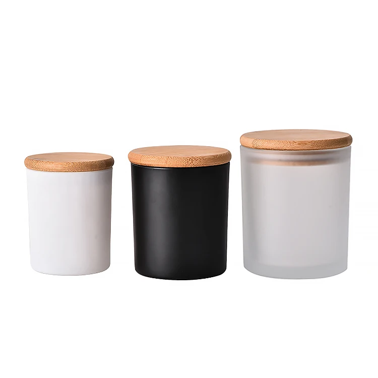 Hot sale good price glass 200ml jar Clear Black Amber Jar Big Glass Candles Jar For Candle With Bamboo Wooden Lid