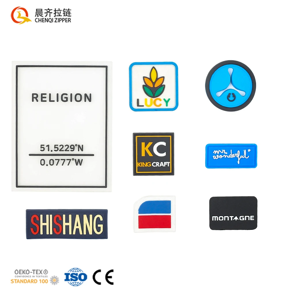 Heat Press Soft PVC Parches Wholesale Custom Logo Personalisable Iron on Embossed Rubber Label Patches for Hats Caps