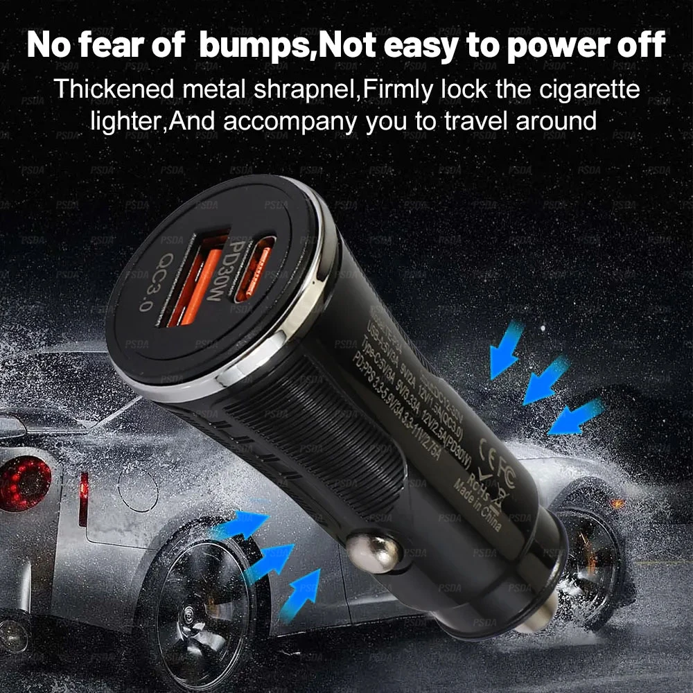 48W PD30W Fast Quick Charger QC3.0 PD USB C Car Chargers Smart Power Adapters For Iphone 16 15 Samsung Tablet PC Android phone