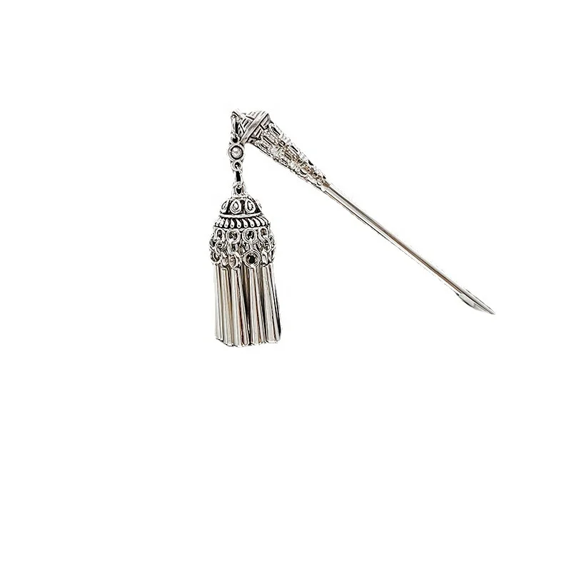 Vintage women hanfu tassel pearl metal thick long hair chopsticks accessories Chinese traditional hair pin hair stick for buns