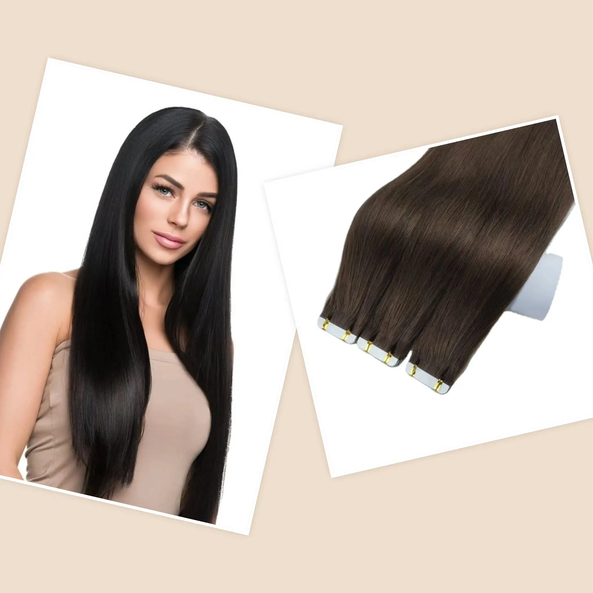 Wholesale 100% Virgin Remy Human Hair Double Drawn Double Side Tape In Hair Extension