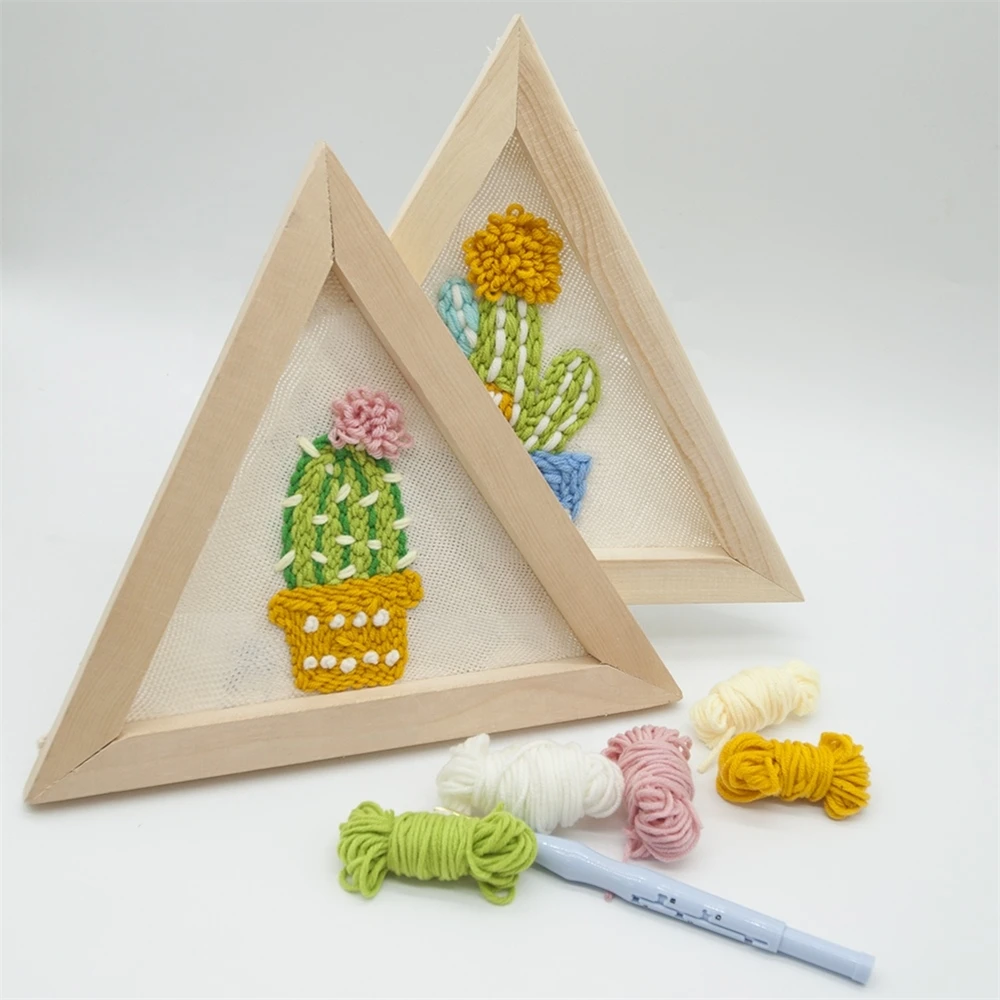 Triangle Wooden Embroidery frame Hoop with Monk Cloth 29.5*26 cm