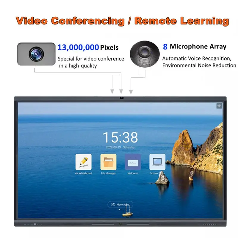 Pizarra Interactiva 4K Multi Points Infrared Touch Panel Interactive White Board Smart Whiteboard 55 65 75 86 98 100 110 Inch