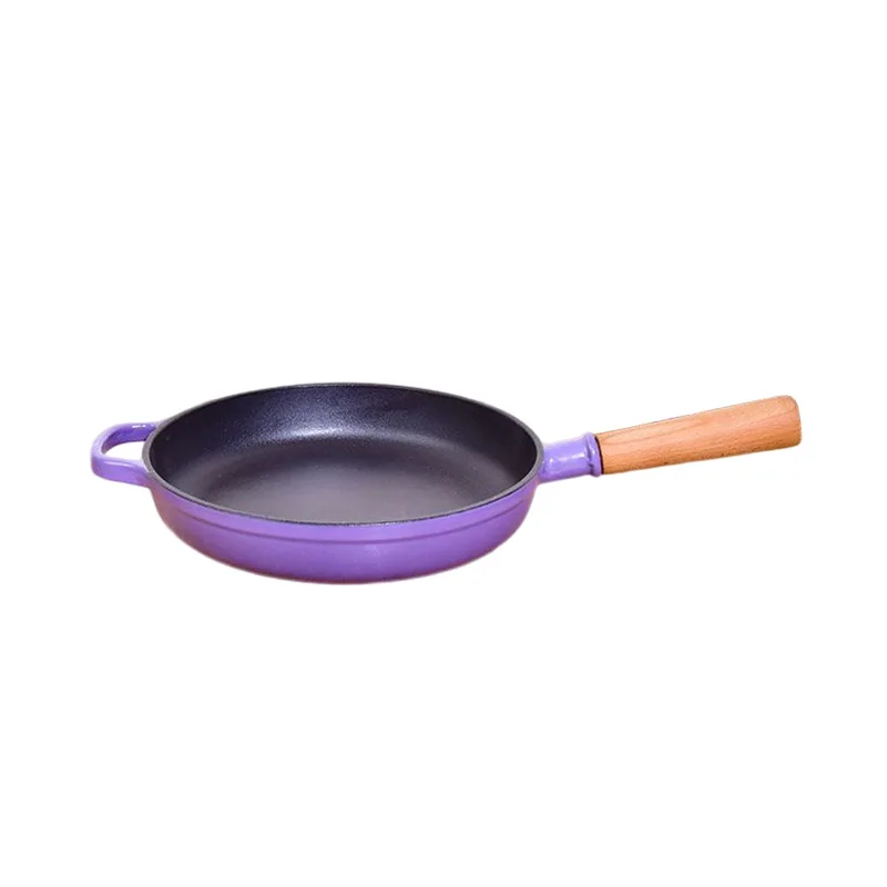 Wholesale OEM 21cm/25cm Enameled Cast Iron Fry Pan Cast Iron Non-Stick Skillet Pan with Double Handles