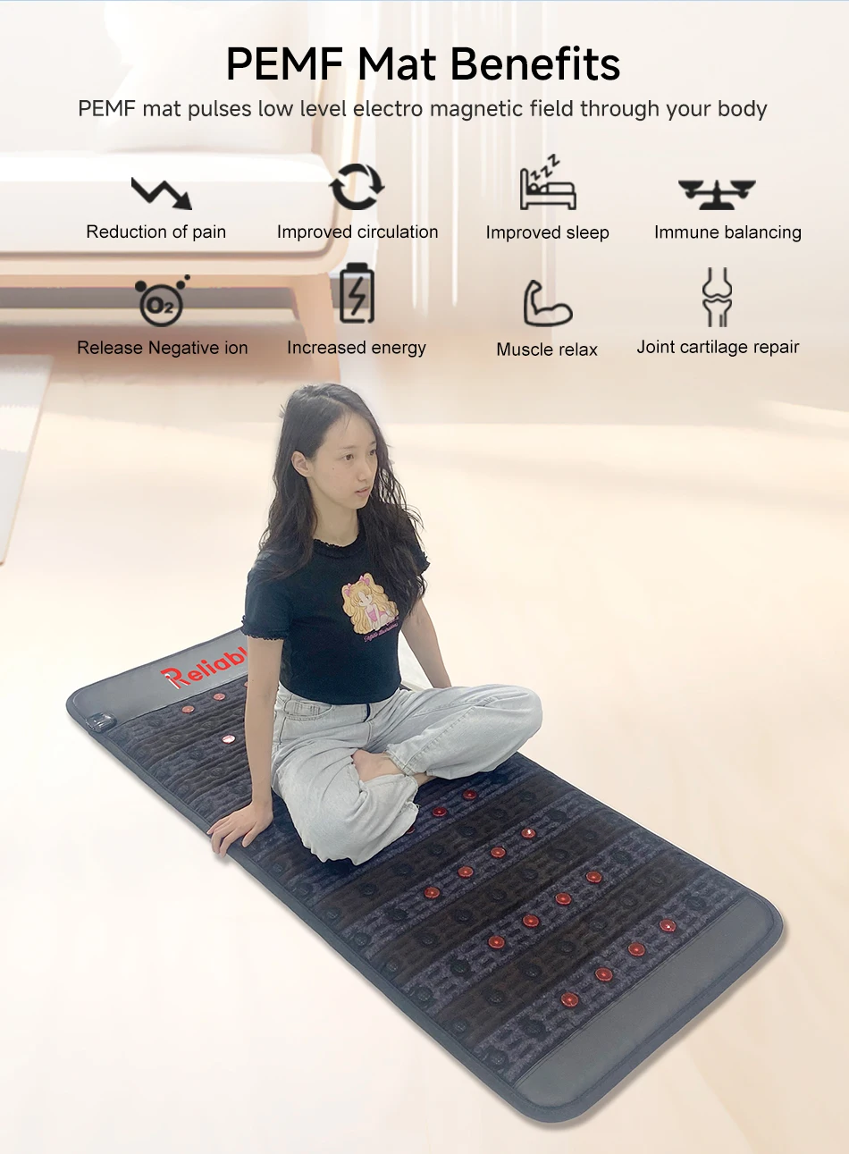 full body pemf mat negative ion red light therapy amethyst stone healing therapy infrared heating magnetic device mat with tens