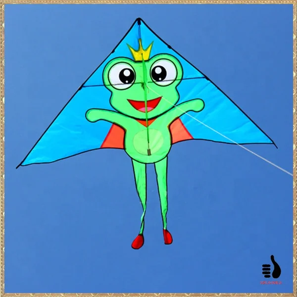wholesale  cartoon frog  large smooth flying children  triangle custom single line kite from weifang kite factory