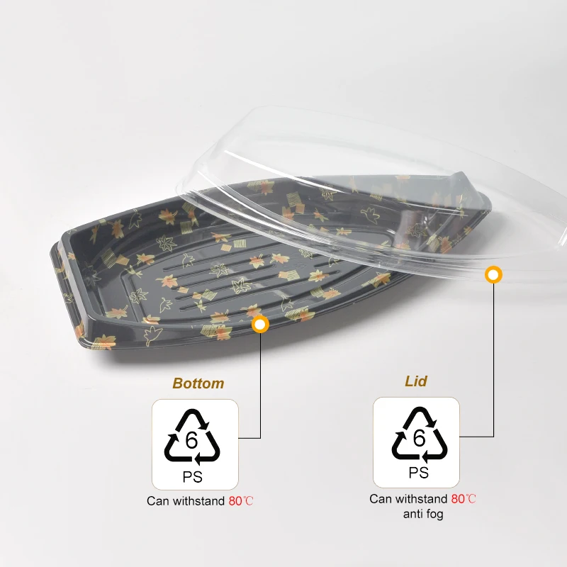 Ship Shape Premium Disposable Sushi Boat Box with Lid for Extra Large Party