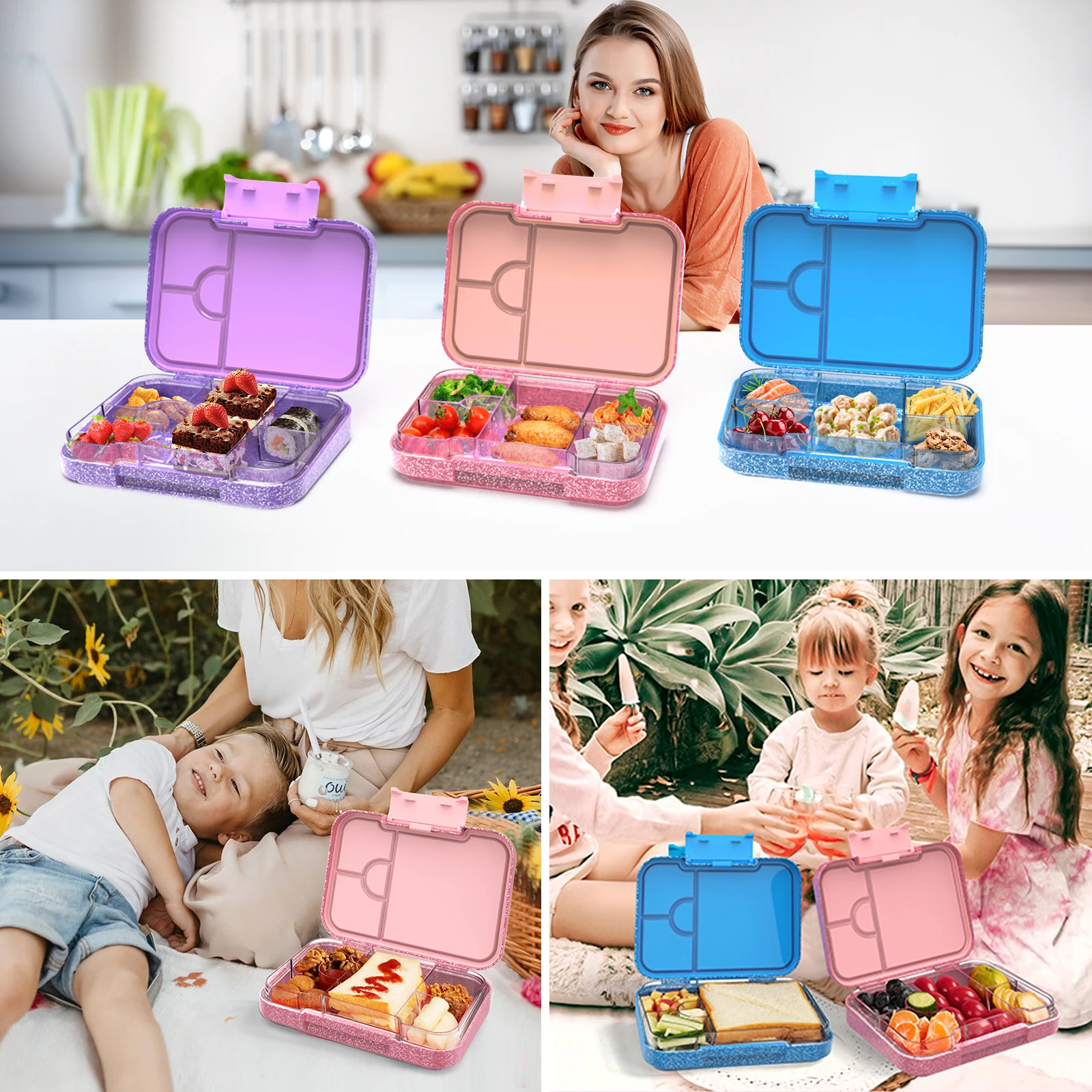 AOHEA Kids Leak-Proof Bento Lunch Box for School and Small Meals, Easy-Open Latch, Dishwasher Safe, BPA-Free, Ideal for Ages 3+
