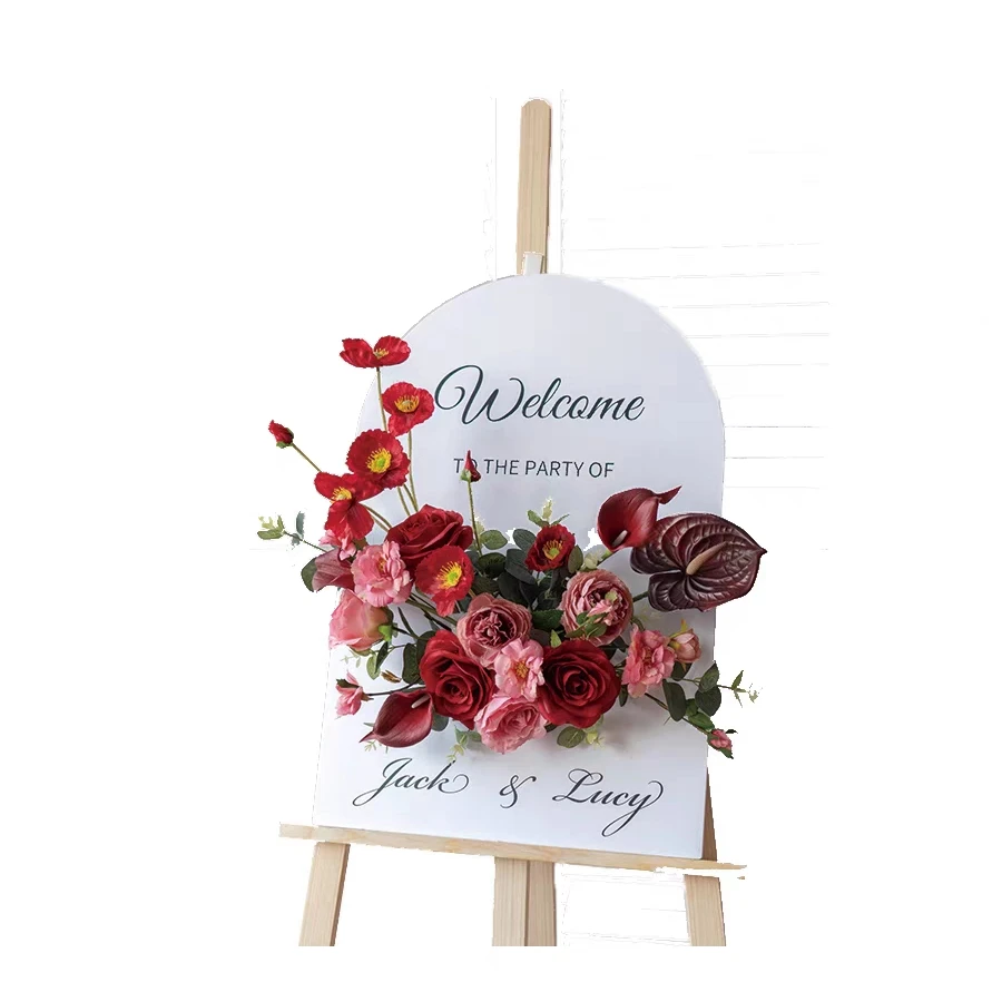 Event Planning Supplies Silk Flowers High Quality Wedding Welcome Sign Blush Pink Hydrangea Flower Arrangement