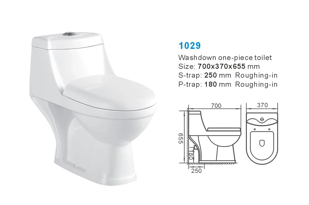 Sanitary Ware Water Saving Eastern Style Siphonic Ceramic One Piece Toilet Bowl