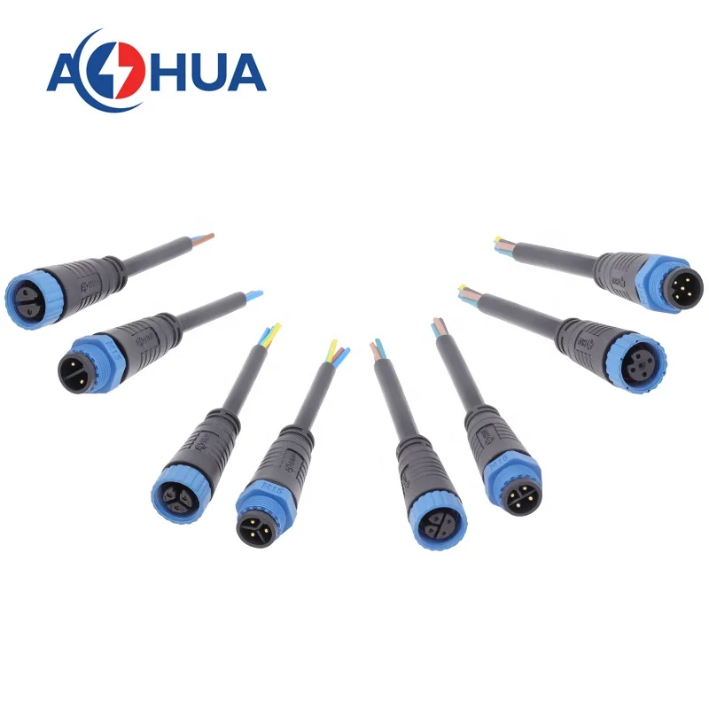 AOHUA формованный Удлинительный кабель тип припоя M15 ip68 водонепроницаемый 2-контактный мужской женский светодиодный коннектор для