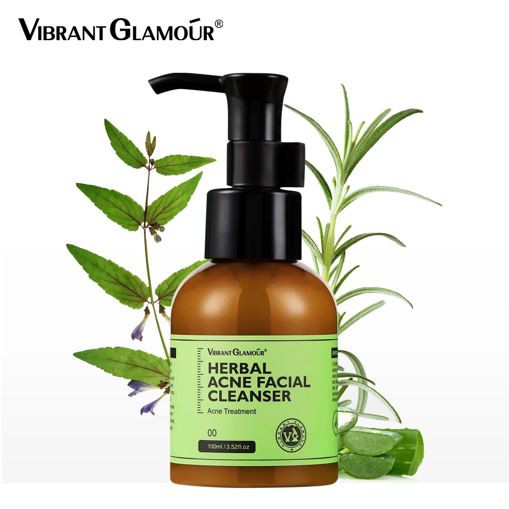 VIBRANT GLAMOUR Acne Treatment Shrink Pore Face Cleansing Foam Oil Control Brightening Pimple Clear Herbal Acne Facial Cleanser