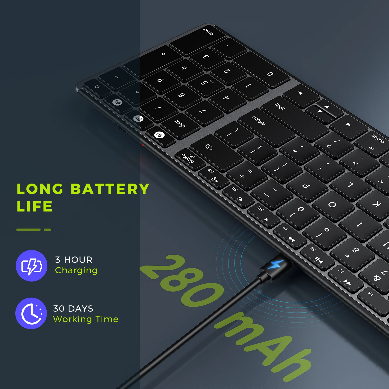 Seenda JP-064BA-2 Office Portable Multi Device Thin Wireless Bt3.0 Universal Blue tooth Keyboard For Mac Pc Tablets Window