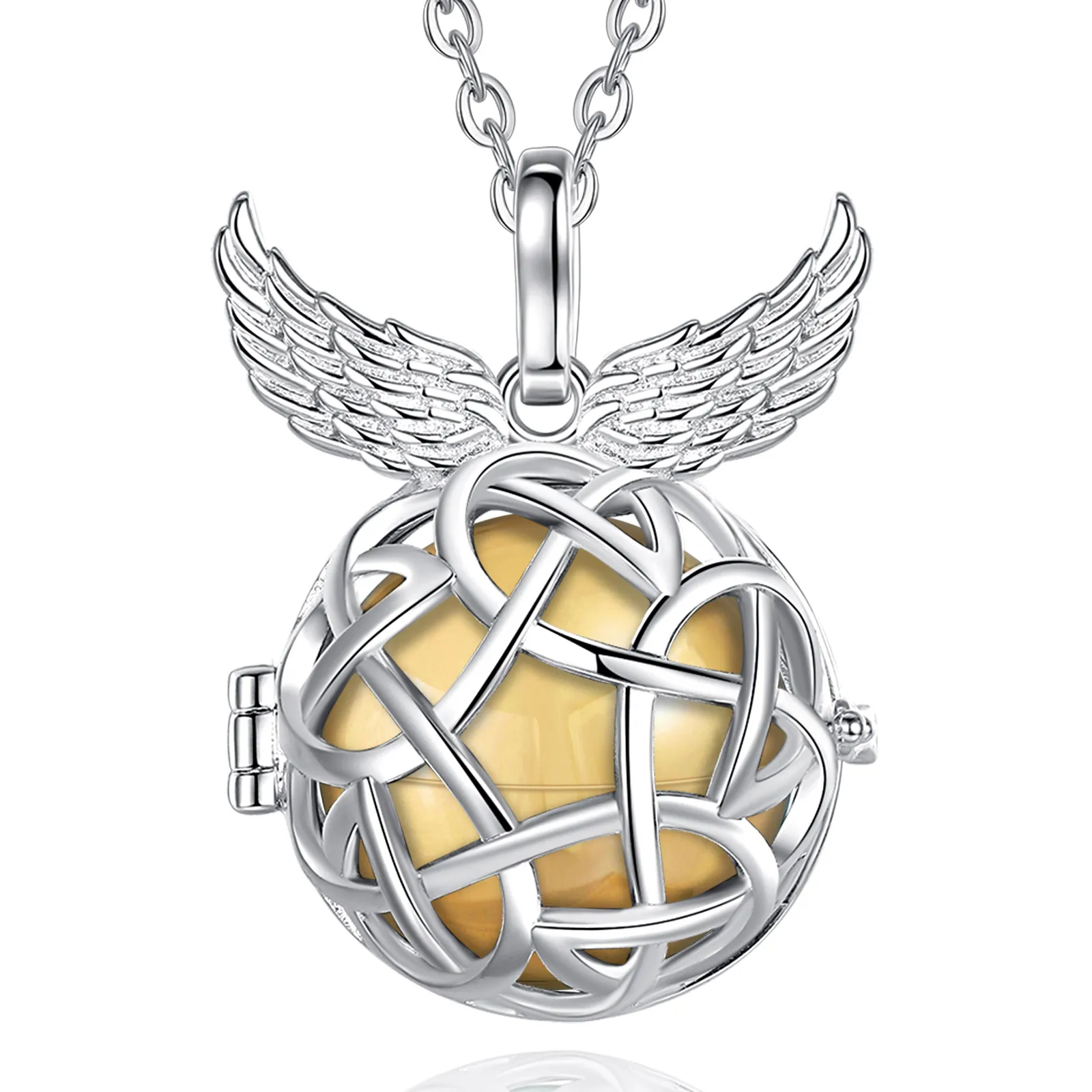 Merryshine Angel Caller Silver Plated Crystal Ball Small Cage Charm Box Urn Pendants For Necklace Chain