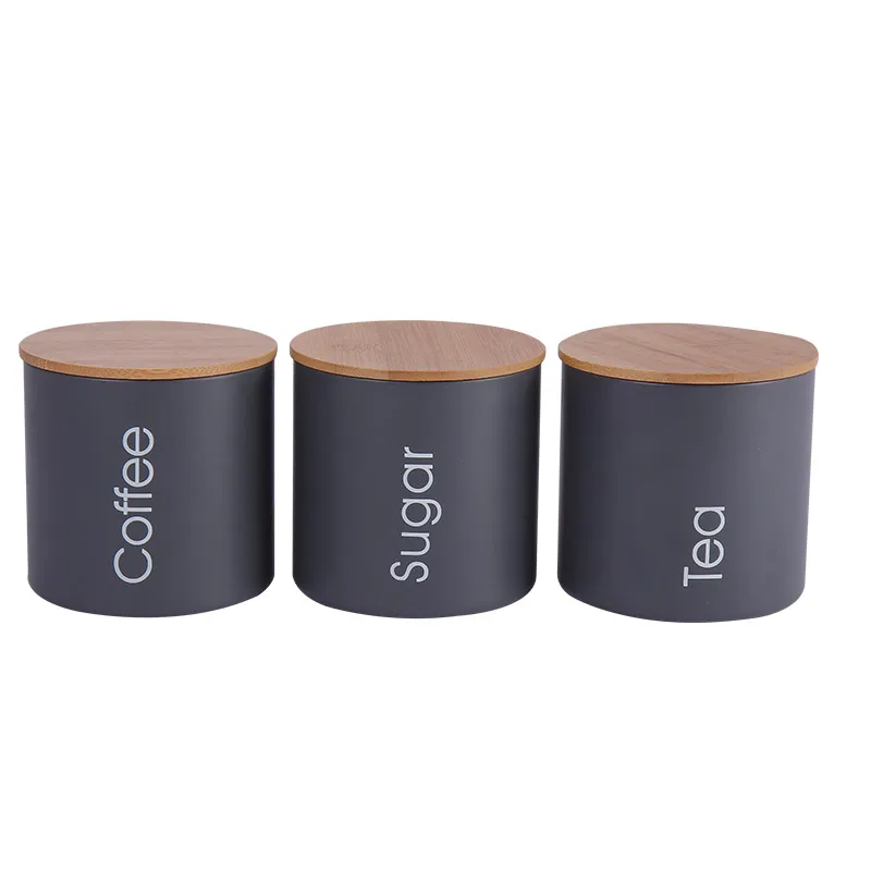 Банка из нержавеющей стали для хранения кофе сахара чая продуктов банка кухонная утварь макаронных изделий контейнер печенья с бамбуковой крышкой