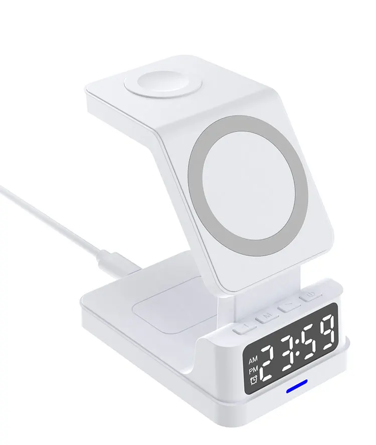 Trending Products 2023 New Arrivals 3 In 1 Wireless Charging  Rgb Material 15W Fast For Iphone Watch With Clock