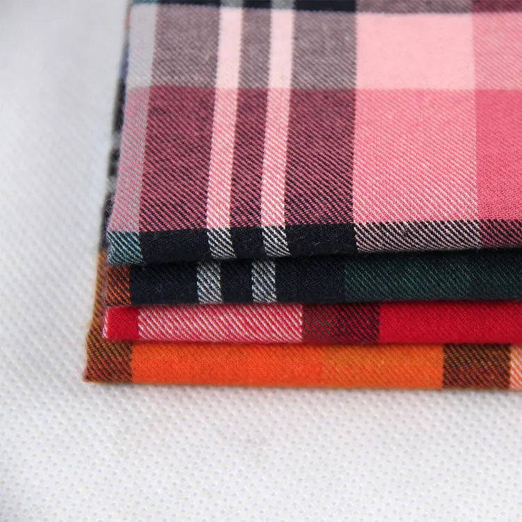21s 120gsm  180gsm 100% cotton yarn dyed flannel supplier yarn dyed fabric plaid check yarn dyed fabric for garment