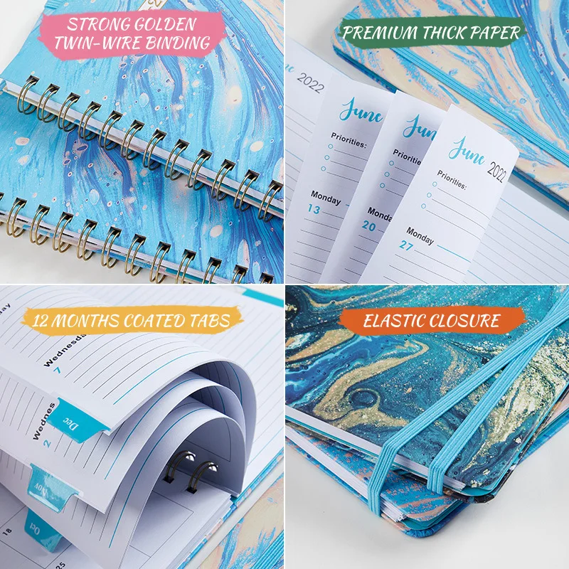 Spot Notepad with ladder index 2023 Best Selling New Design Schedule Planner Daily Plan Calendar A5 Coil Notebook English Book