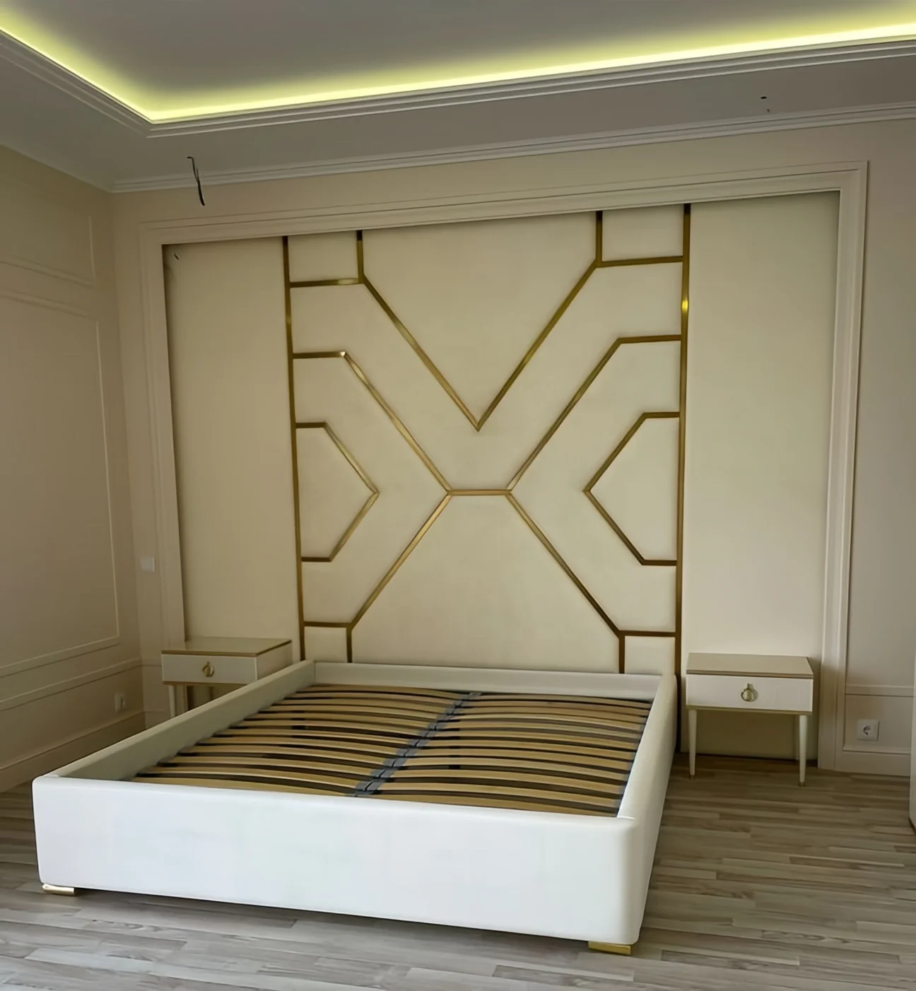 HJ HOME  Luxury Customized Bedroom Leather Background Interior Wall Decoration Upholstered Fabric Wall Panel