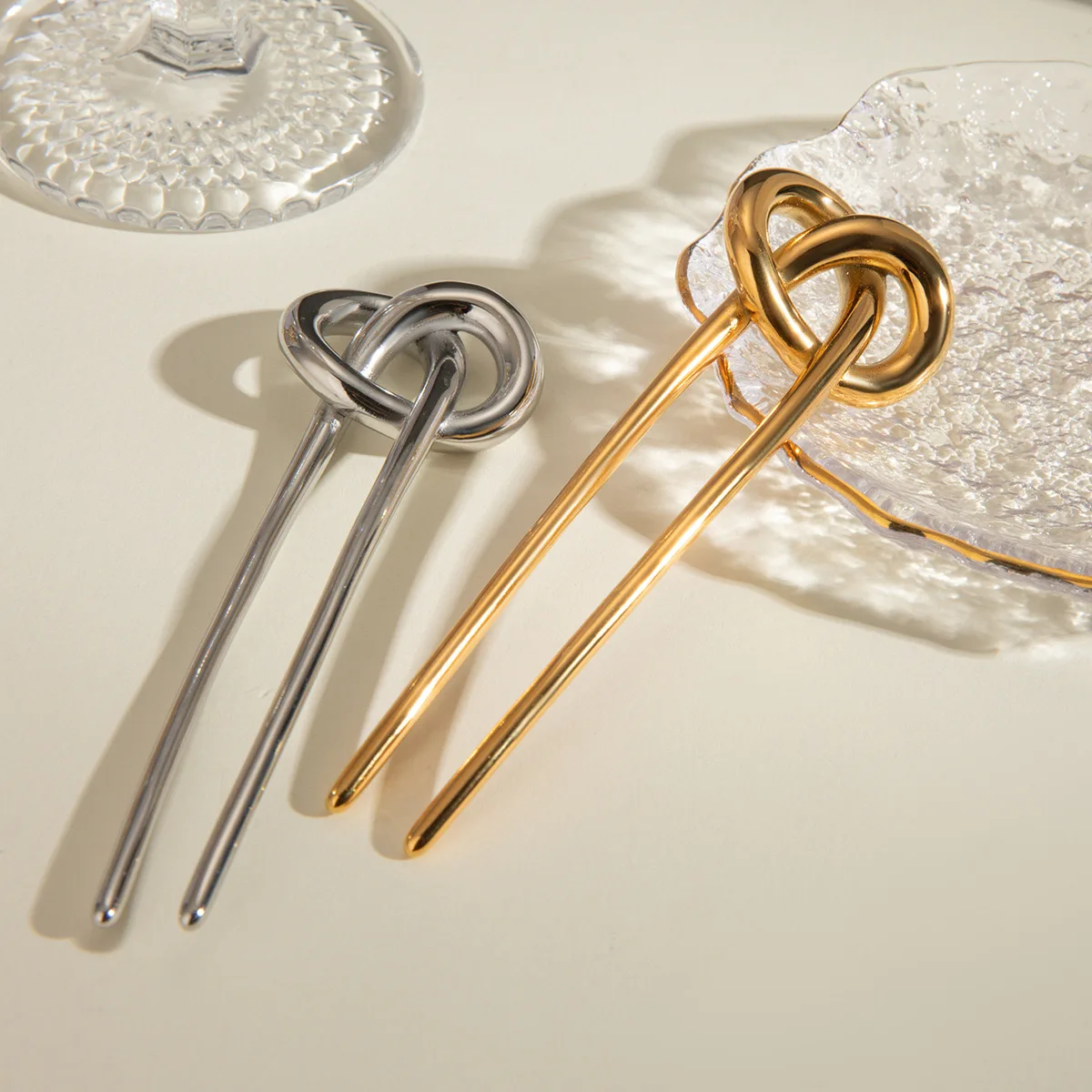 PDANY Simple Vintage Metal Stainless Steel Knot Shape Hair Stick Hair Clip for Women Girl Unique INS Hair Accessories For Women