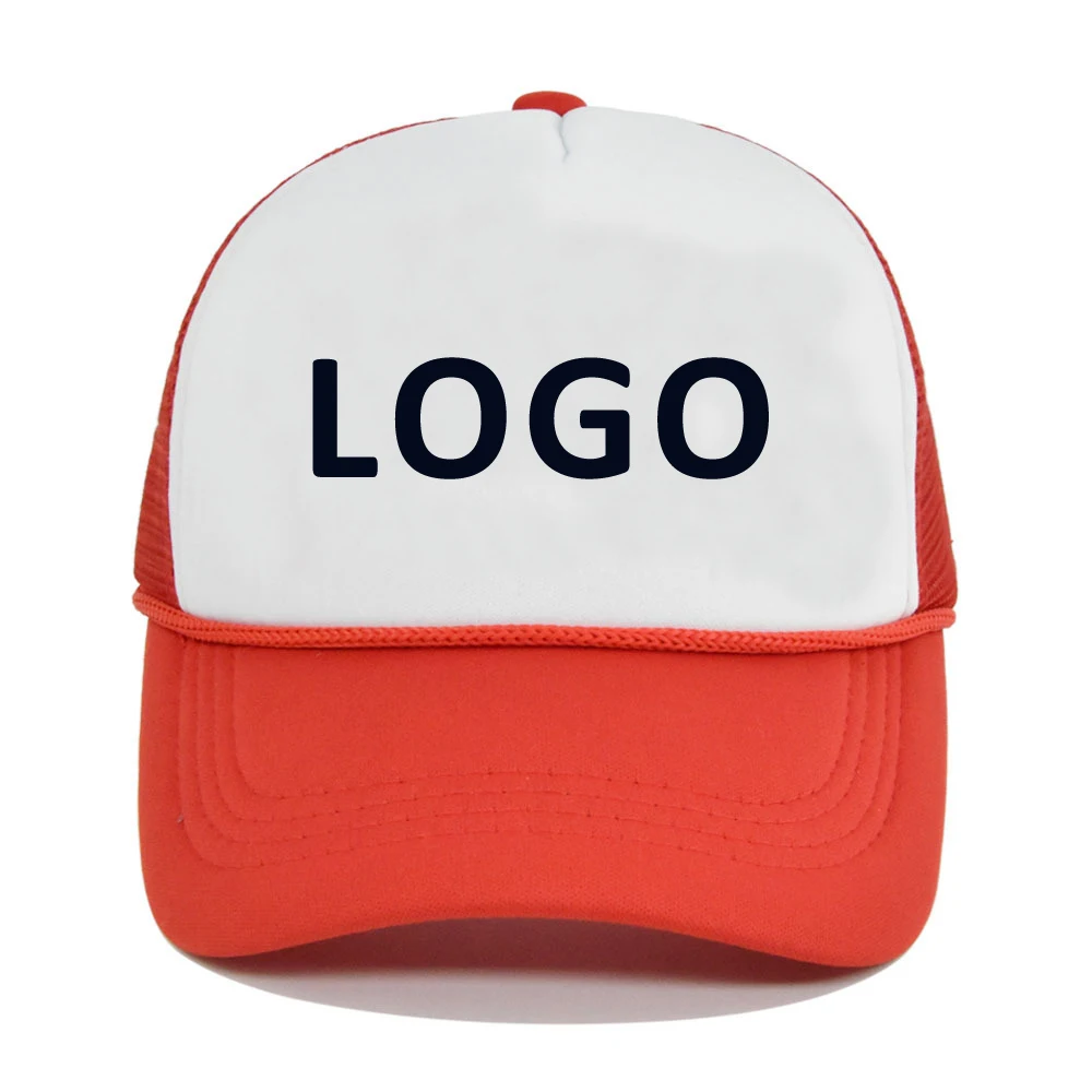 Blank Leather Puff Print 5 Panel Mesh Custom Logo Foam Trucker Hat with Rope