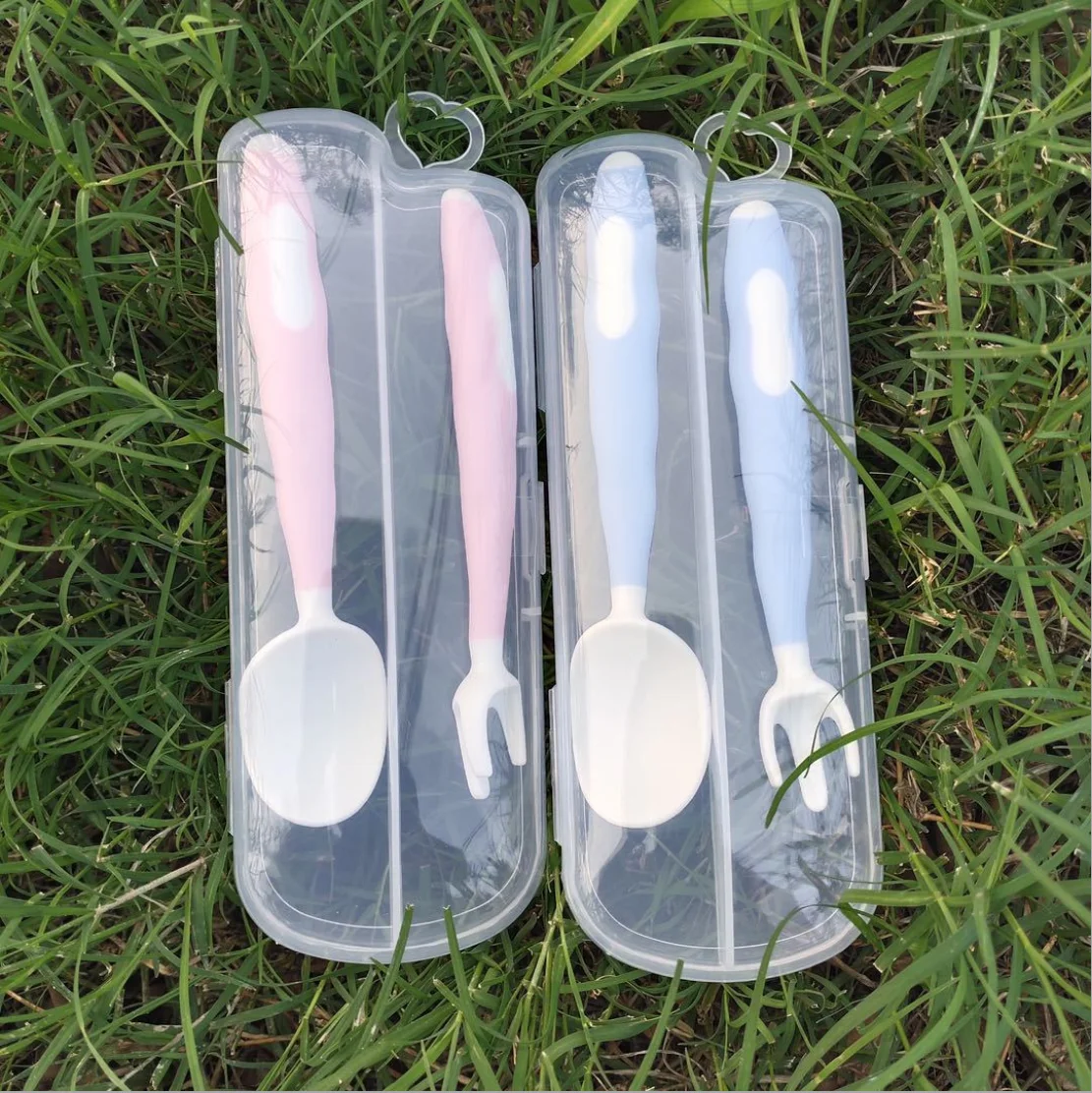BPA Free  AdjustableTableware Bendable Training Baby Spoon & Fork