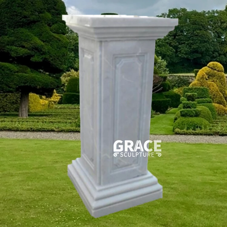 Top Quality Hand Carved Natural Marble Roman Column Stone Pillars Pedestal Stand Indoor Use