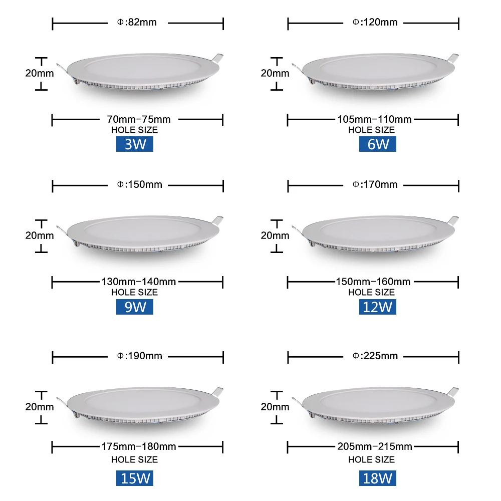 Hot Selling Smd Round Super Slim Embedded 18w Led Light Panel Price