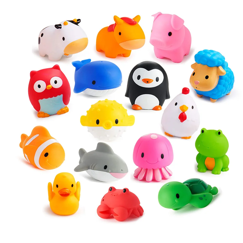 Eco Friendly Vinyl Shark Turtle Crocodile Rubber Octopus Crab Sea Animals Set Squirt Bath Toy for Kids